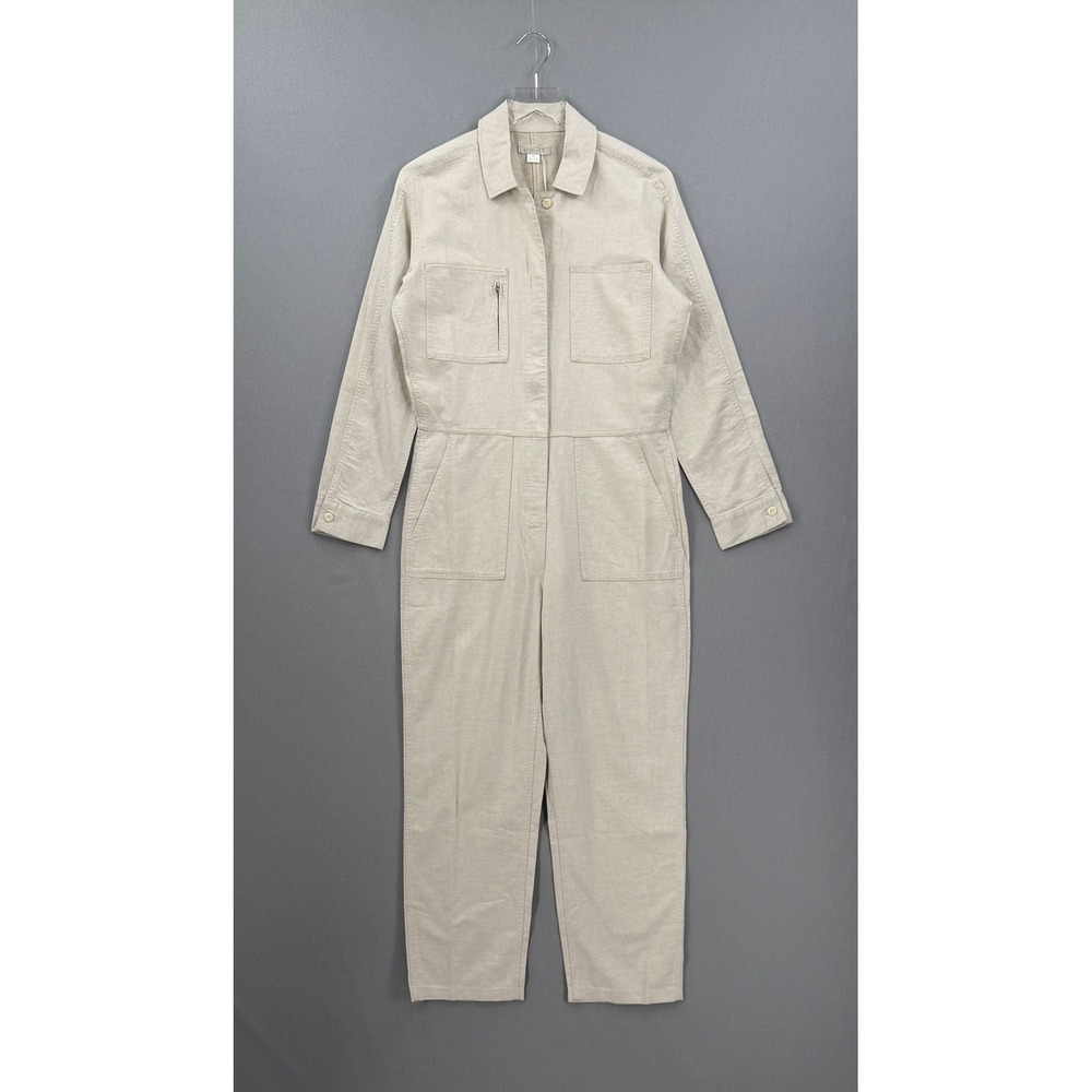 OUTERKNOWN Station Jumpsuit Womens Small Natural Beige Linen Cotton Utility NEW - Picture 3 of 16